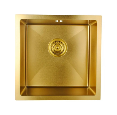 গুণ  Luxury Gold  Toned SUS304 Stainless Steel Square Kitchen Sink with  Efficient Drainage Design কারখানা