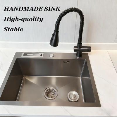 গুণ  Thickened Seamless Welded 304 Stainless Steel Kitchen Sink Handmade Basin কারখানা