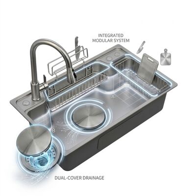 ভালো দাম 30 Inch Farmhouse Apron Front Double Bowl Kitchen Sink 16 Gauge with Grids অনলাইন