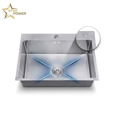 ভালো দাম 27 Inch Overmount Single Bowl Kitchen Sink SUS304 18 Gauge with Drainboard অনলাইন