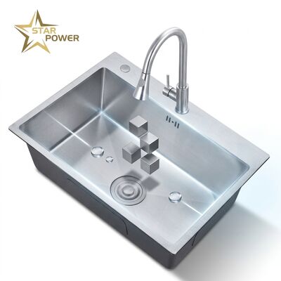 ভালো দাম 24 Inch Undermount Single Bowl Kitchen Sink SUS304 18 Gauge with Nano Coating অনলাইন