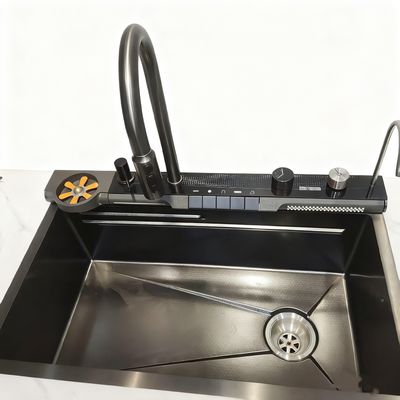 আধুনিক রান্নাঘরের জন্য উচ্চ-আর্ক কল সহ 800 মিমি ডাবল-বোল স্টেইনলেস স্টিল রান্নাঘর সিঙ্ক সেট