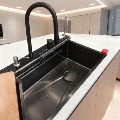 ৮০০মিমি ডুয়াল-বেসিন স্টেইনলেস স্টিল কিচেন সিঙ্ক, ব্রাশ করা ফিনিশ, শব্দ-নিরোধক প্যাড এবং পিছনের দিকে ড্রেন সহ