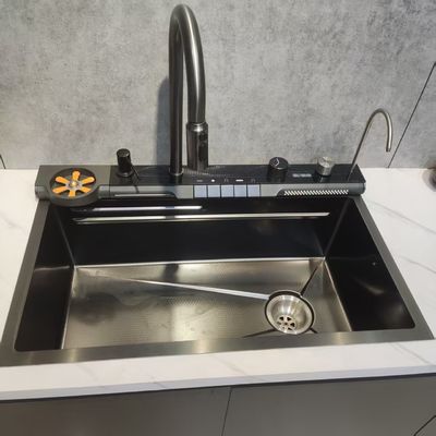 Handmade 304/316 Stainless Steel Single Bowl Kitchen Sink with Retractable Drain Rack