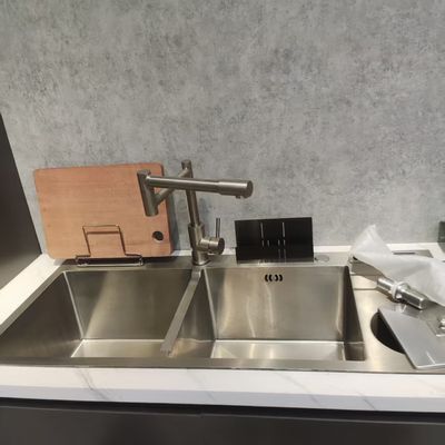 Handmade Stainless Steel Kitchen Sink with Bowl Depth 250-300mm and Panel Thickness 1.2-1.5mm or 1.8-2.0mm