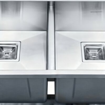 সাউন্ড-ইনসুলেটেড এবং অ্যান্টি-কন্ডেনসেশন ডাবল বোল রান্নাঘরের সিঙ্ক