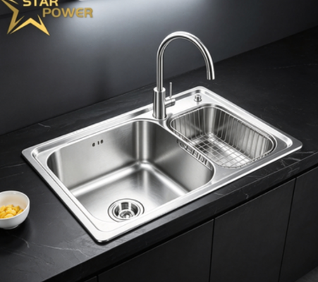 ভালো দাম 304 স্টেইনলেস স্টীল ডাবল বোল রান্নাঘর সিঙ্ক ন্যানো-লেপযুক্ত সমাপ্তি এবং 9-ইঞ্চি গভীর বেসিন সহ অনলাইন