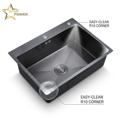 ভালো দাম 16 Gauge 304 Stainless Steel Double Bowl Kitchen Sink Drop-in 33x22 Inch 9 Inch Deep Basin Brushed Finish অনলাইন