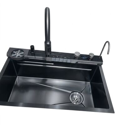 ভালো দাম PVD Gunmetal 33x22 Undermount Double Bowl Kitchen Sink SUS304 Handmade 18 Gauge অনলাইন