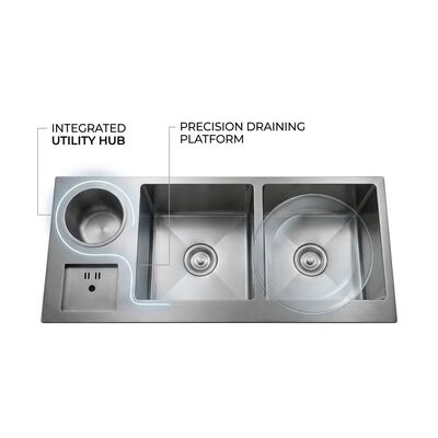 ভালো দাম Farmhouse 28x19 Workstation Kitchen Sink SUS304 16 Gauge with Cutting Board অনলাইন