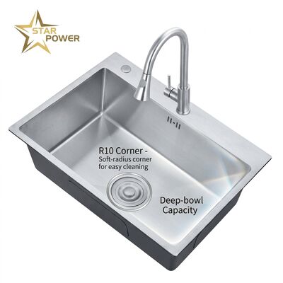 ভালো দাম Nano Black 31x20 Undermount Handmade Kitchen Sink SUS304 Single Bowl 18 Gauge অনলাইন