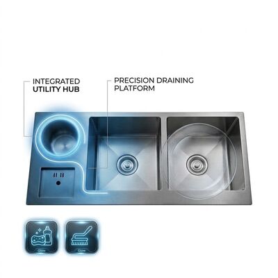 ভালো দাম 36 Inch PVD Gold Single Bowl Farmhouse Workstation Kitchen Sink SUS304 16 Gauge অনলাইন