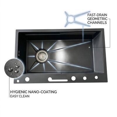 ভালো দাম 33 Inch Corner Kitchen Sink Double Bowl SUS304 18 Gauge Space Saving Handmade অনলাইন