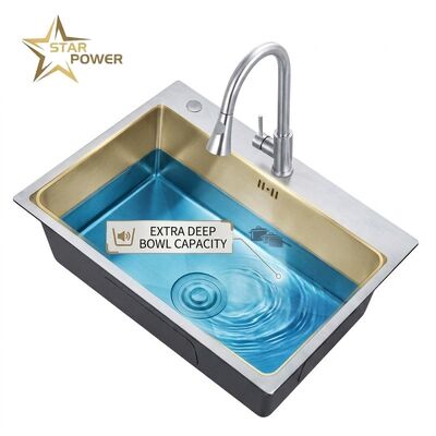 ভালো দাম 20 Inch Bar Prep Undermount Single Bowl Kitchen Sink 18 Gauge Nano Black Coating অনলাইন