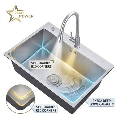 ভালো দাম 25 Inch Laundry Utility Sink SUS304 20 Gauge Deep Basin with Faucet Assembly অনলাইন
