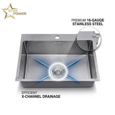 ভালো দাম 23 Inch Undermount Single Bowl Kitchen Sink SUS304 18 Gauge Gunmetal PVD Finish অনলাইন